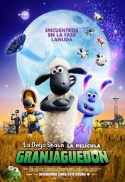 Cartel oficial en español de: La oveja Shaun. La película: Granjaguedón